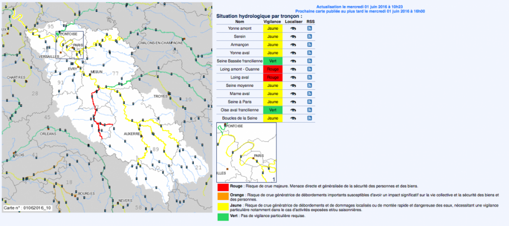 Le risque, dès mercredi 1er juin, est une propagation des crues de l'amont vers l'aval.