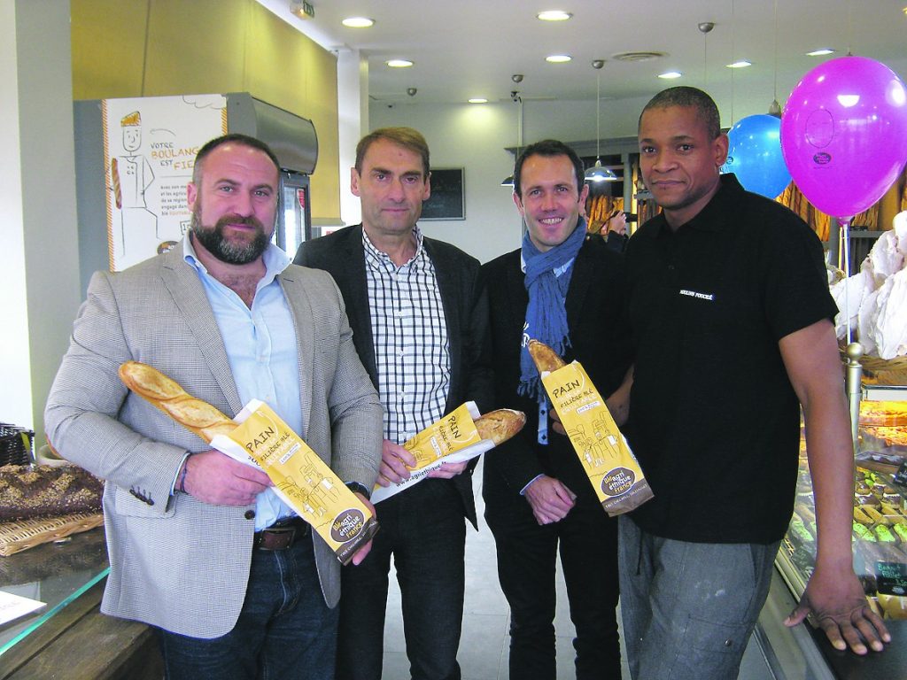 Vincent Fouché, meunier, Patrick Beauvillard, commercial chez France Gâtinais, Ludovic Brindejonc, directeur général d'AgriEthique, et Miguel Moueza, boulanger.